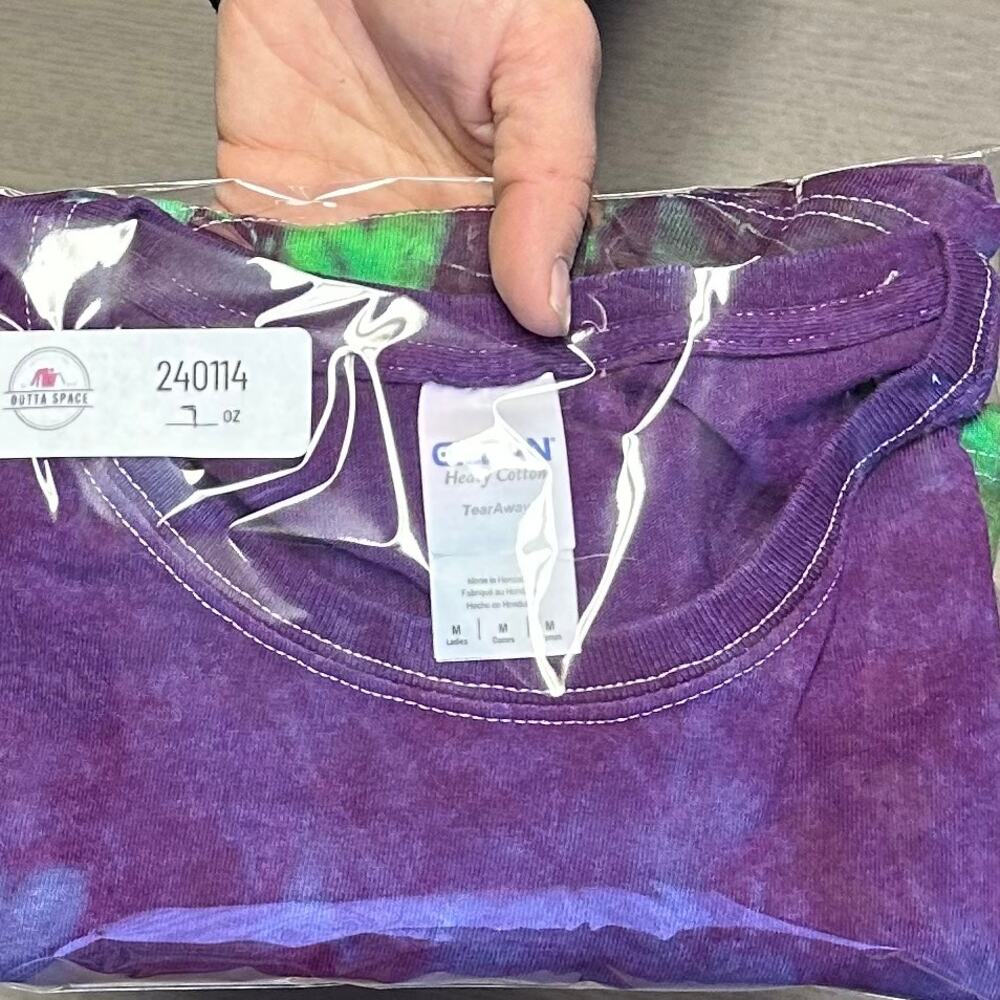 New Womens Top Size Medium Purple Tie Dye Long Sleeve Handcrafted Festival Hippy - Picture 8 of 8